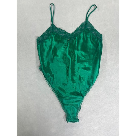 Victoria's Secret Tops - Vintage 90s Victorias Secret Gold Label Emerald Green Satin Lace Bodysuit Lace